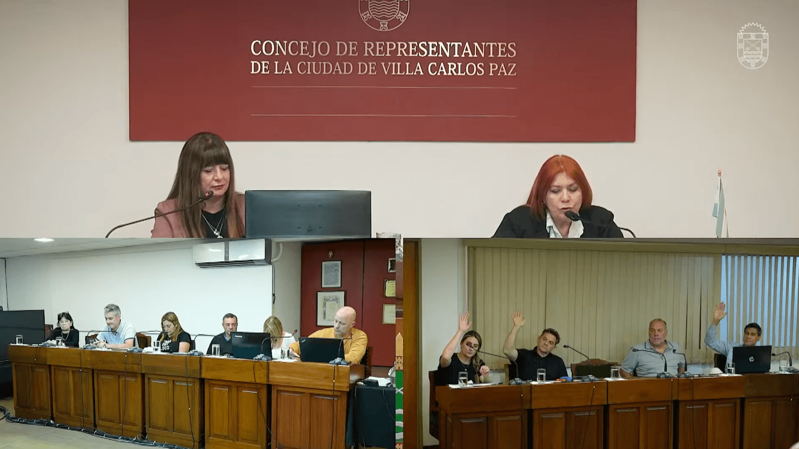 Concejales de Villa Carlos Paz durante la votación de los pedidos de tratamiento sobre tablas en la sesión del 29 de octubre de 2026.